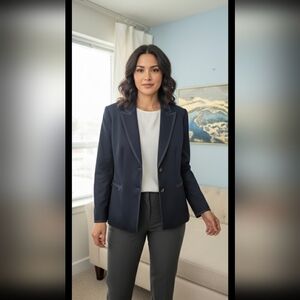 TAHARI Arthur S. Levine Wonans Profastional Looked Navy Blue Blazer Size 14p